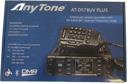 ANYTONE AT-D578UV II PLUS RTX Mobile VHF/UHF Aalogico/DMR + AIRBAND bluetooth