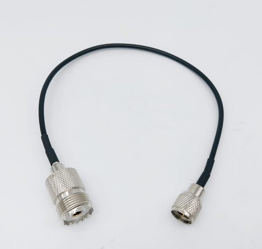 Cavetto adattatore da Mini UHF maschio a femmina SO239, lunghezza 20 cm, cavo RG-174