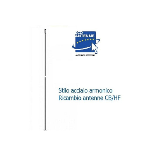 Stilo acciaio armonico lunghezza 200 cm. diametro base 3,5 mm, ricambio antenne veicolari