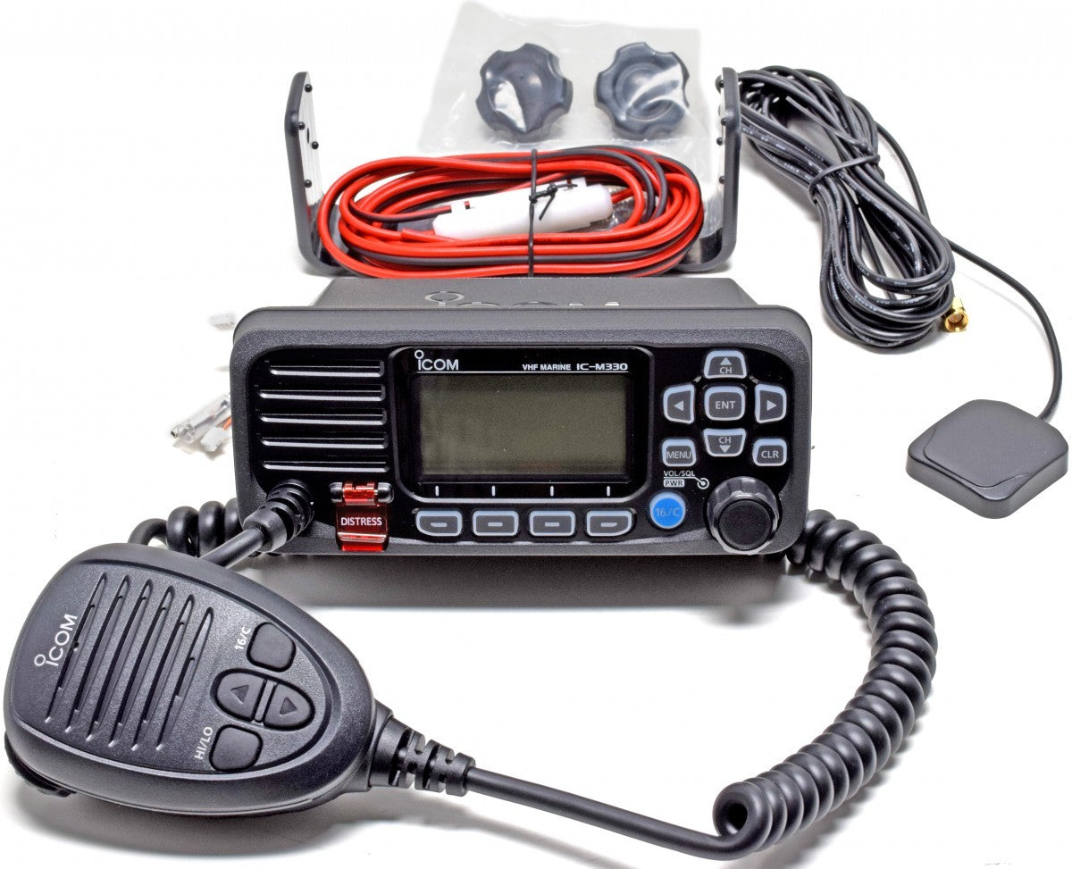 IC-M330GE Ricetrasmettitore fisso nautico VHF/FM nero DSC in classe D/GPS con 25W di potenza RF, grado di protezione IPX7