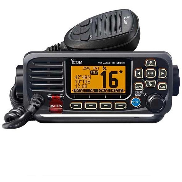 IC-M330GE Ricetrasmettitore fisso nautico VHF/FM nero DSC in classe D/GPS con 25W di potenza RF, grado di protezione IPX7