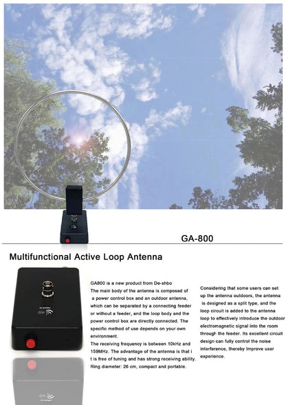 Deshibo GA-800 Antenna Loop attiva RX, 10kHz - 159MHz