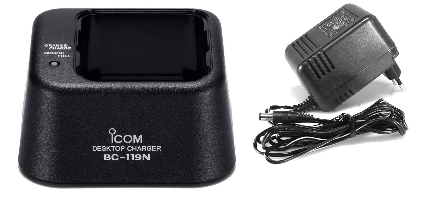 Icom BC-119N Caricabatterie rapido da tavolo con alimentazione BC-145E e adattatore AD-50 per talkie walkie ICOM