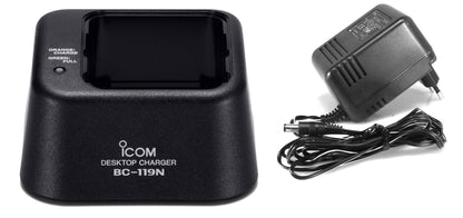 Icom BC-119N Caricabatterie rapido da tavolo con alimentazione BC-145E e adattatore AD-50 per talkie walkie ICOM