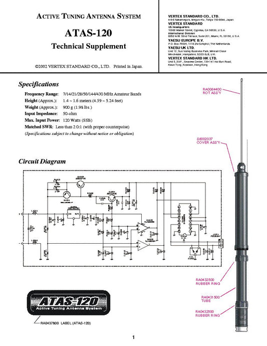 Atas 120 Antenna HF/50/144/430 MHz automatica