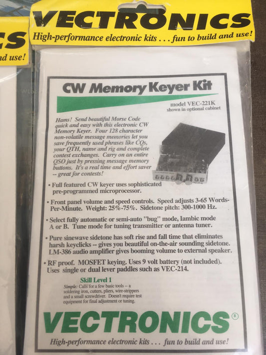VECTRONICS VEC-221K kit Keyer CW 4 memorie 128 caratteri ognuna
