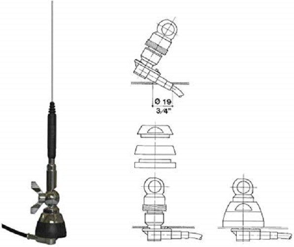Sirio SDB 270 BLACK SL - Antenna veicolare inclinabile 144/430 MHz