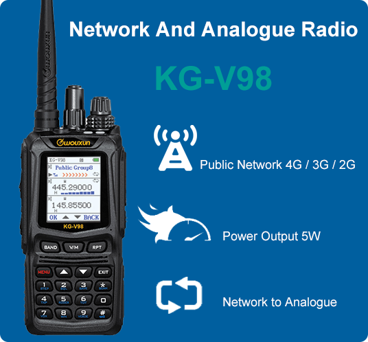 KG-V98 LTE - Easyptt Ricetrasmettitore TRIBANDA VHF/UHF analogica + 4 G LTE