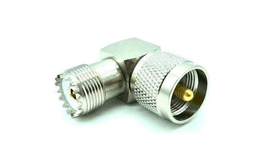 ADATTATORE da maschio UHF  a femmina UHF, a 90 gradi