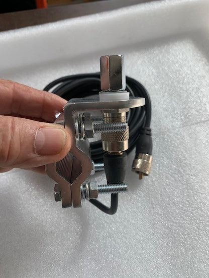 HRS-342TC - Staffa antenne per portapacchi o tubolari filetto 3/8" connettore SO-239 + 4 m cavo rg-58