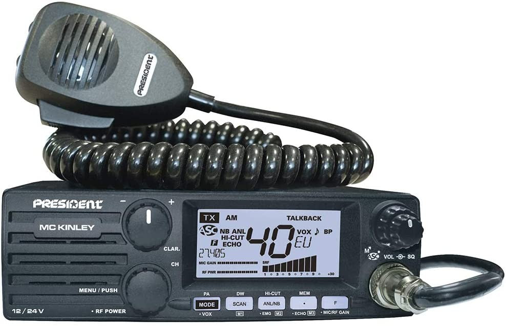 PRESIDENT McKinley - Ricetrasmettitore CB omologato all mode, 12/24 Volts Espandibile 10-11-12 metri
