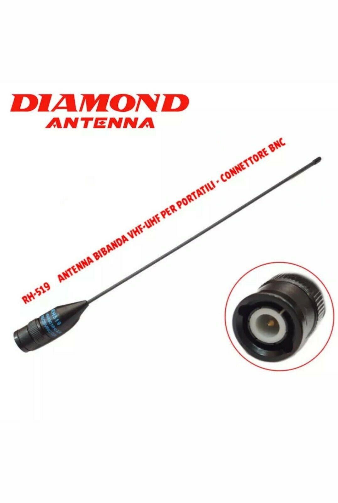 DIAMOND RH-519 ANTENNA BIBANDA PER PORTATILI CONNETTORE BNC