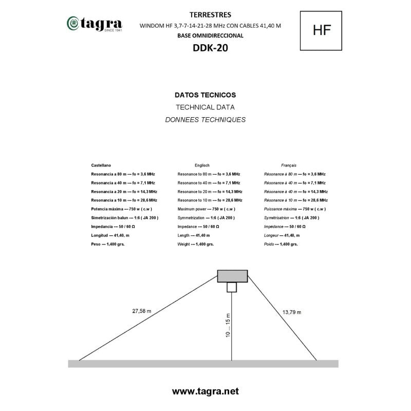 Tagra DDK-20  - Antenna filare windom 10-15-20-40-80 M.