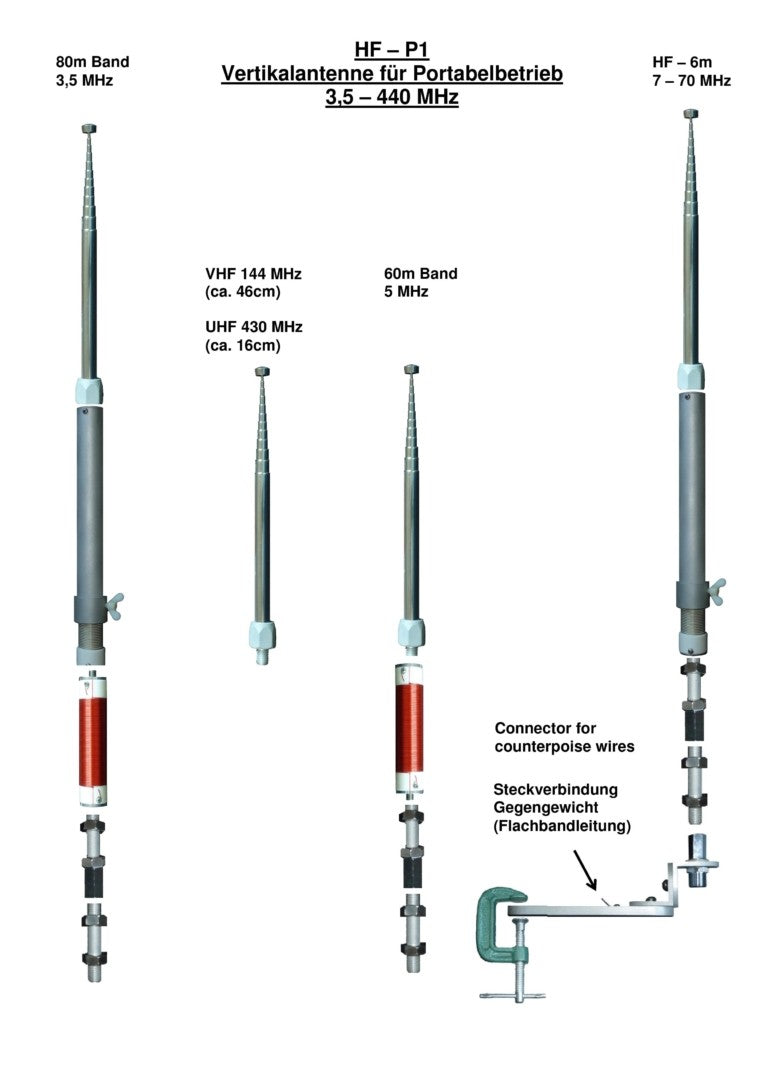 Icom IC-705 + HF-P1 FULL KIT - Ricetrasmettitore QRP 0/30-50/144/430 MHZ 10W + antenna multibanda portatile