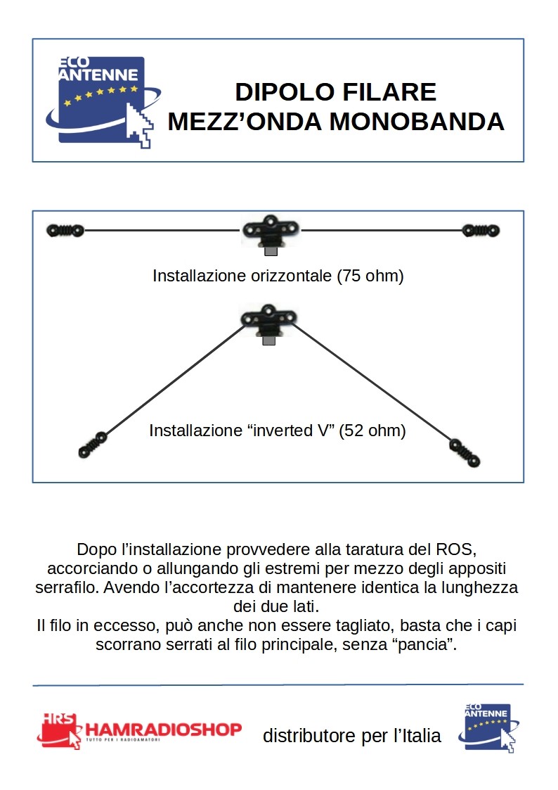 MONODIP-10 Dipolo filare 1/2 onda banda 10 metri