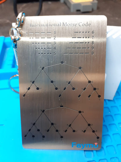 Placca portachiavi in acciaio con codice morse e codice Q, utile in anche in portatile QRO o QRP