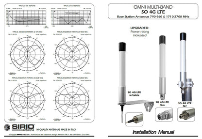 Sirio SO 4G LTE Antenna per ripetitore telefonico, cavo 5m RF/SMA-m M-3 bracket
