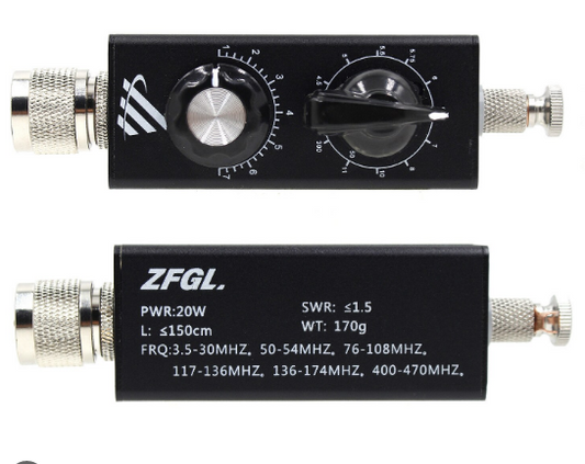 ZFGL Antenna  QRP con accordatore adatto anche per filari, 20W, 3,5/30MHz + 50-54 MHz + VHF/UHF
