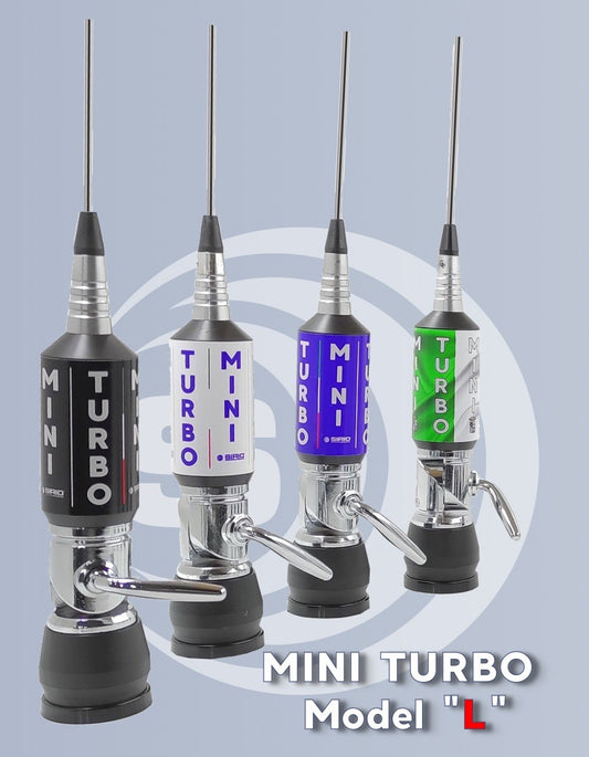 Sirio MINI TURBO Model “L”  ITALY  COAX - Antenna veicolare C.B. 1000W, 165 cm.,Cavo RG-58