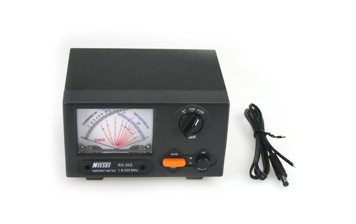 Nissei RX-503 Rosmetro/wattmetro ad aghi incrociati con ampio strumento 1,8-525MHz 2/20/200W.