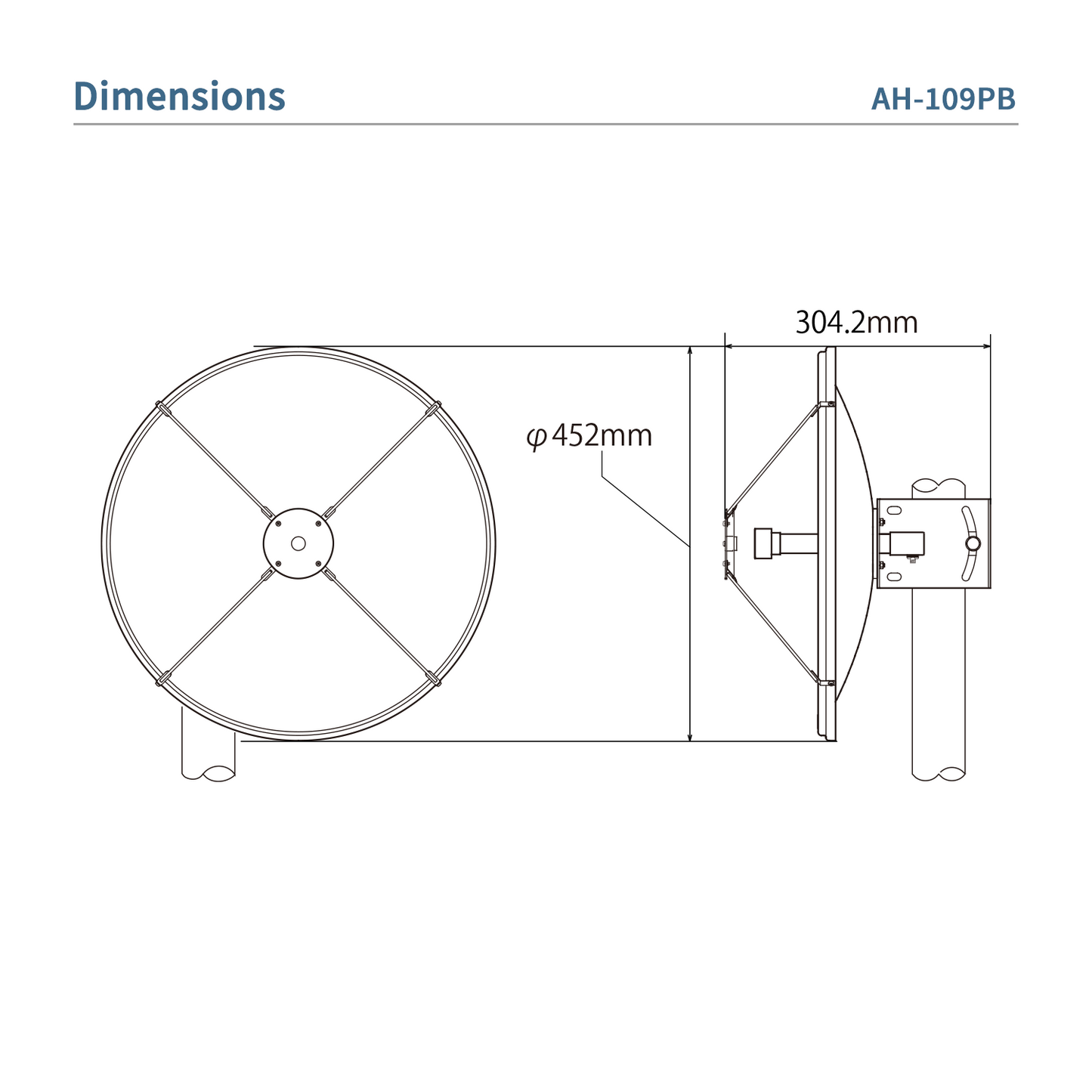Icom AH-109PB - Antenna parabolica 10-10,5 GHz, diametro 45 cm, 31 dBi per IC-905 e CX-10G