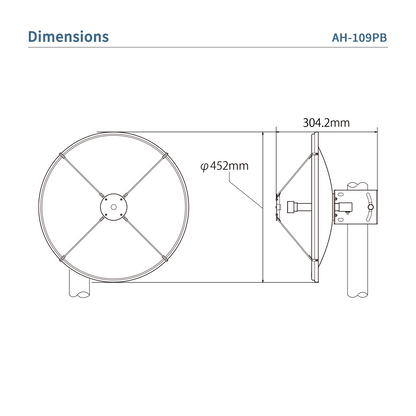 Icom AH-109PB - Antenna parabolica 10-10,5 GHz, diametro 45 cm, 31 dBi per IC-905 e CX-10G