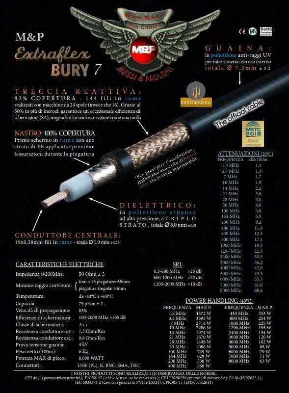 EXTRAFLEX BURY 7 Messi & Paoloni - Bobina da 100 metri cavo coassiale interrabile