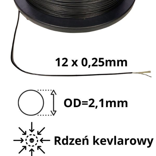 FD16 Cavo unipolare per antenna da 2,1 mm (12 x 0,25) con anima in Kevlar – vendita al metro